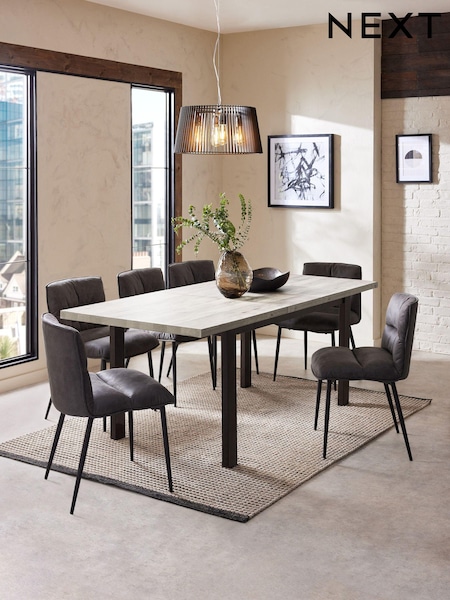 Grey Bronx Oak Effect Rectangle 6 to 8 Seater Extending Dining Table (203502) | €610