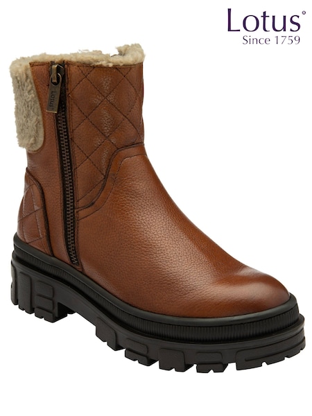 Lotus Brown Leather Zip-Up Ankle Boots (203731) | €114