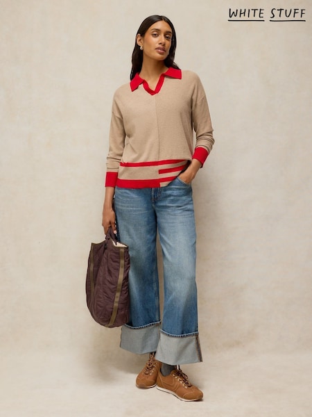Natural - White Stuff Cara Collar Jumper