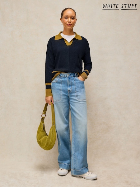 Blue - White Stuff Cara Collar Jumper
