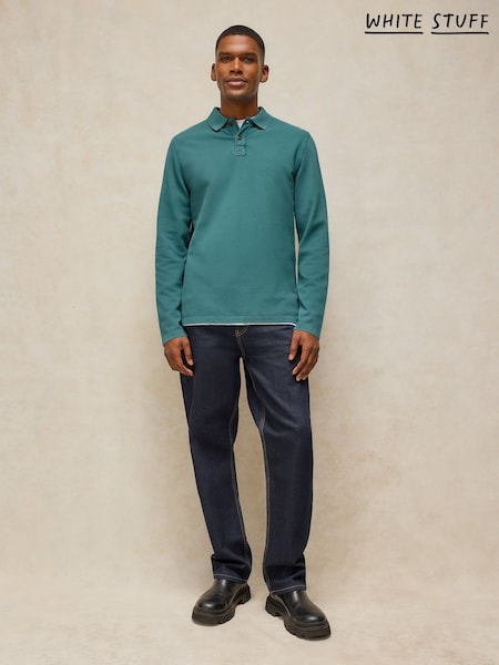 Verde y verde azulado - Regular White Stuff Long Sleeve Utility Polo Shirt