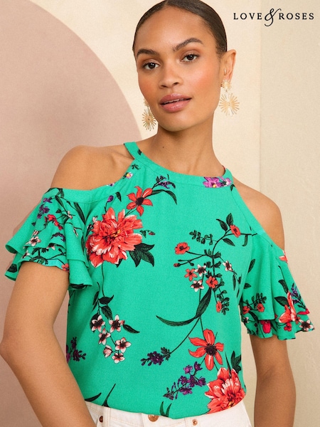 Love & Roses Cold Shoulder Printed Blouse (204136) | 114 LEI
