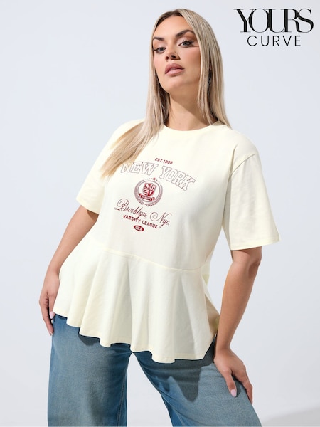 Cream - Yours Curve Limited sportisks Ņujorkas peplum tops