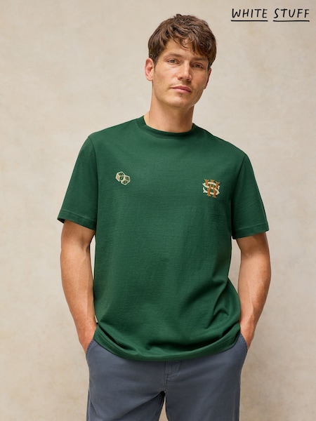 Grønn - Regular White Stuff Horsham Embroidered T-shirt