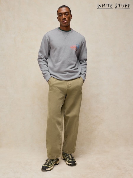 Grey - Regular White Stuff Sidmouth Graphic Crew Neck Sweat Top