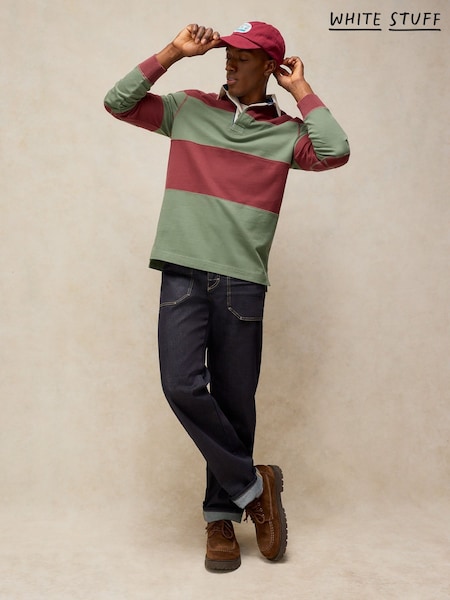 ירוק - Regular White Stuff Cooper Cut & Sew Rugby Sweat Top