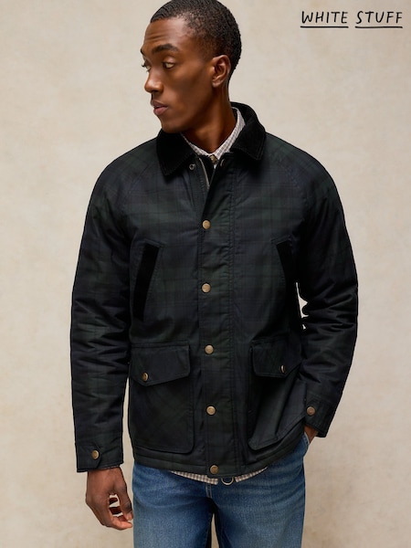 Blue - Regular White Stuff Filey Check Wax Jacket