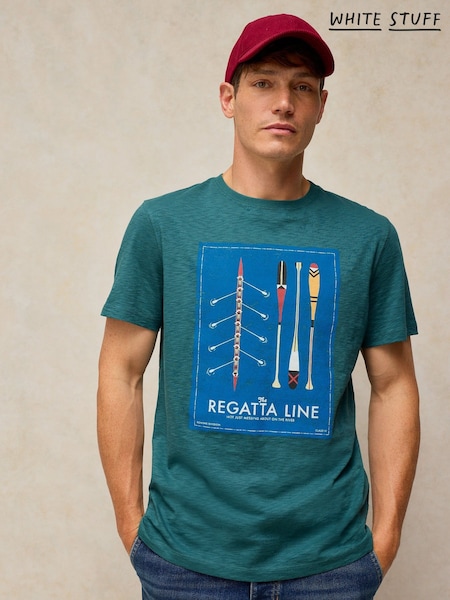 Teal Green - Regular White Stuff Abersoch Graphic T-shirt