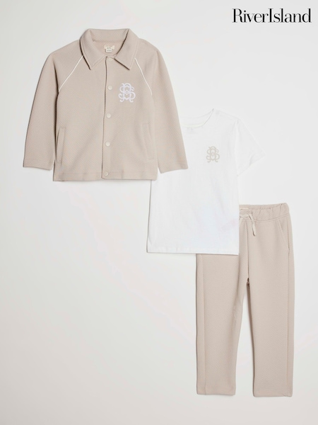 Natural - River Island Button Through Jacket & Joggers Set