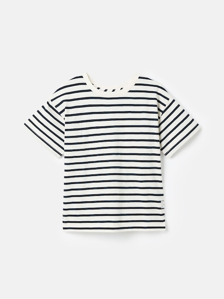 Joules Boys' Laundered Cream & Navy Short Sleeve Crew Neck Striped T-Shirt (204629) | R$ 120 - R$ 140