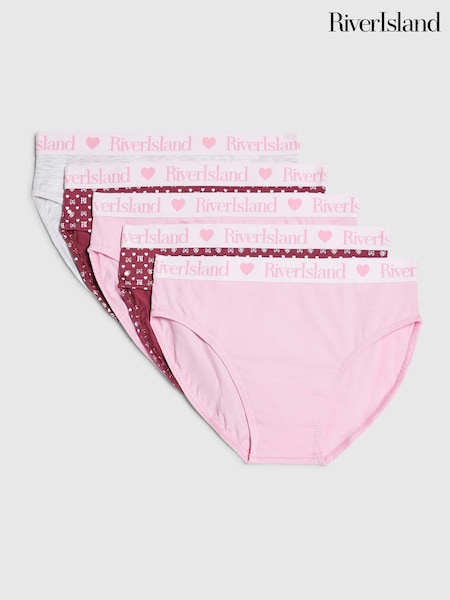Red - River Island Monogram Briefs 5 Pack