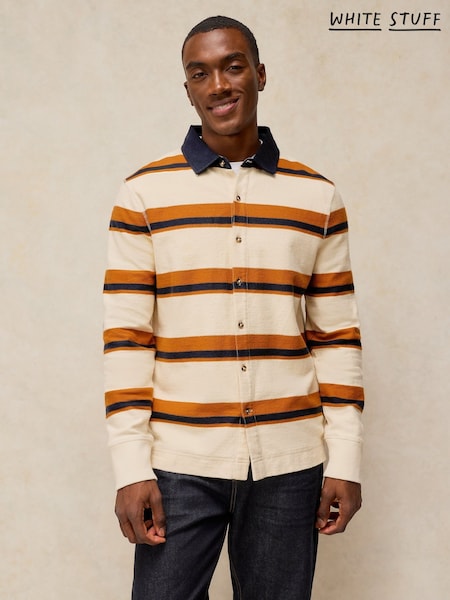 Krem - Regular White Stuff Bilston Button Rugby Shirt