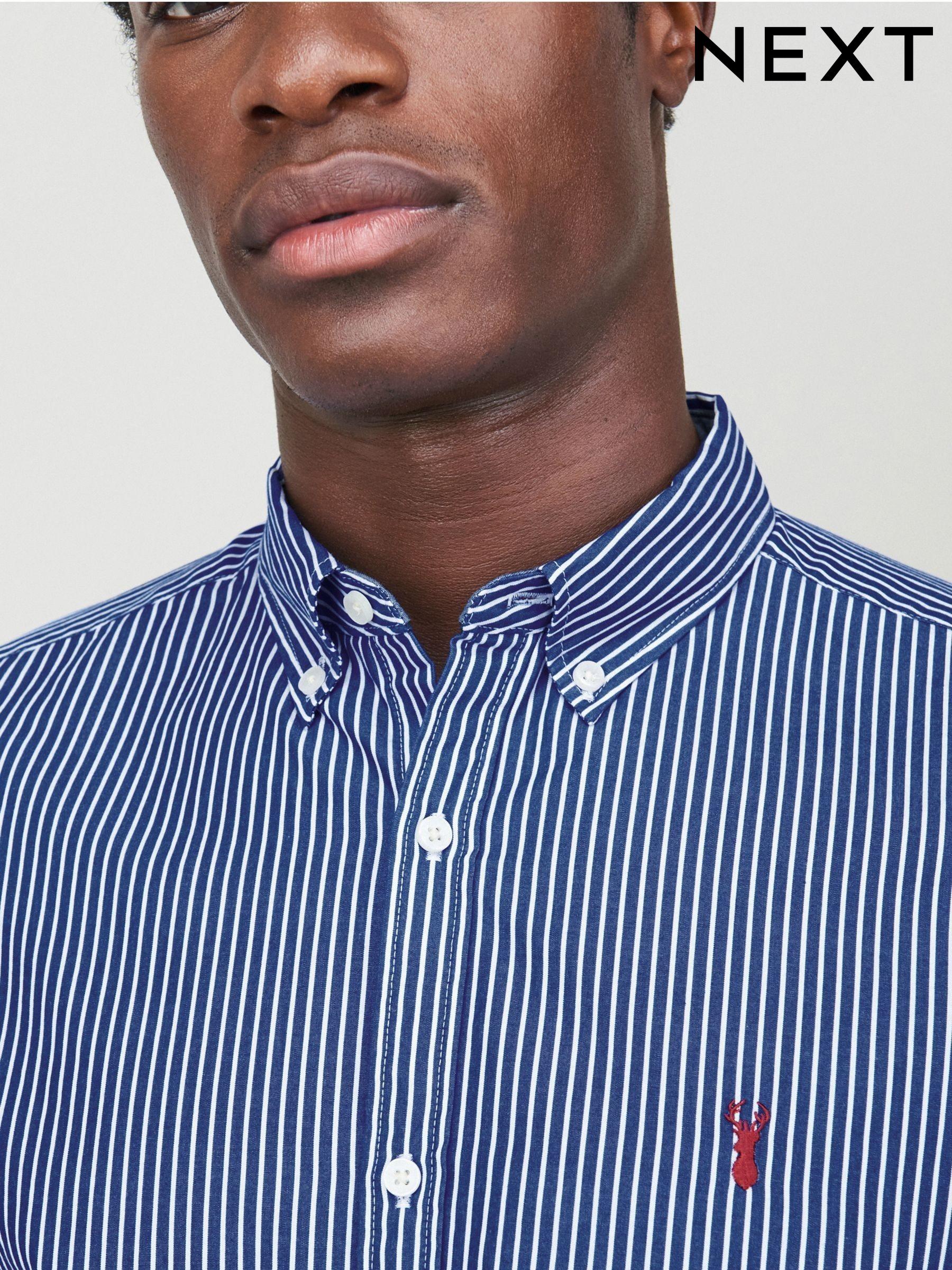 Striped collared shirt mens top