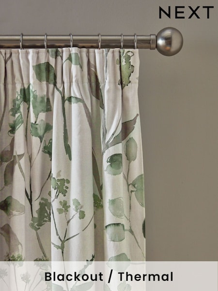 Isla Floral Print Pencil Pleat Blackout/thermal 100% Cotton Curtains (204973) | € 63 - € 138