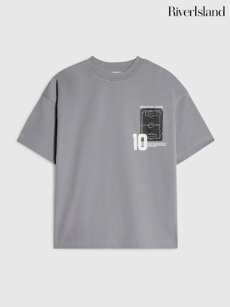 Grau - River Island Oversized Football Collage Graphic T-shirt