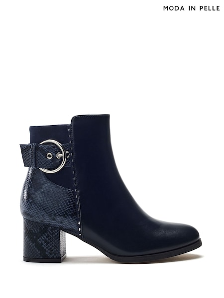Blue - Moda In Pelle Panay Round Toe Buckle Boots