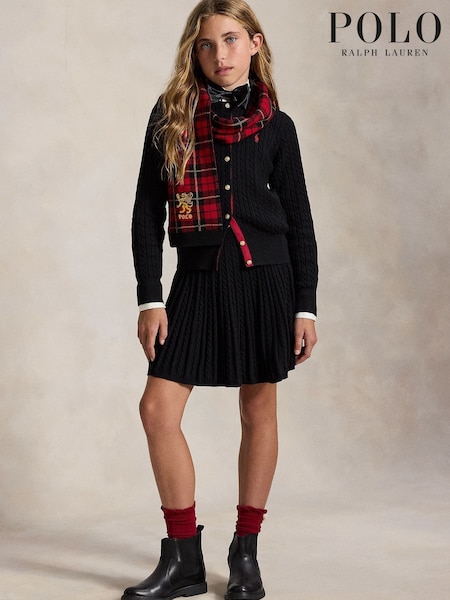 Black - Polo Ralph Lauren Cable Knit Cardigan & Skirt Outfit Set