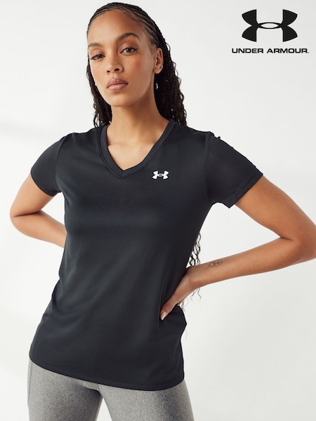 Musta/Valkoinen - Under Armour Tech V-kaula-aukko T-paita (205937) | €43