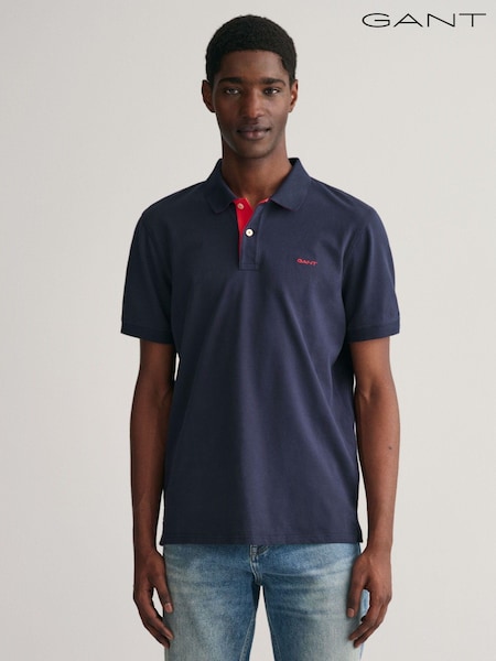 أزرق - GANT Contrast Collar Polo Shirt (206227) | ‏466 د.إ.‏