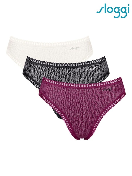 Black/Purple/White - Sloggi Go Crush Knickers 3 Pack