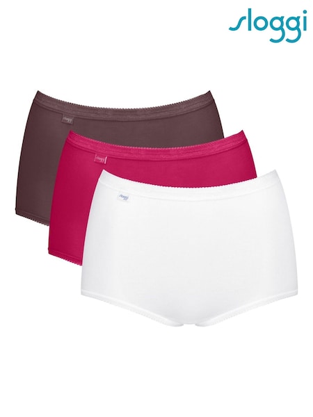 Brown/Pink/White - Sloggi Basic+ Knickers 3 Pack