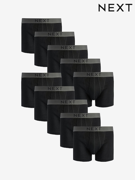 黑色 - 10 件組 - A-Front Pure 100% Cotton Boxers (206496) | NT$1,680