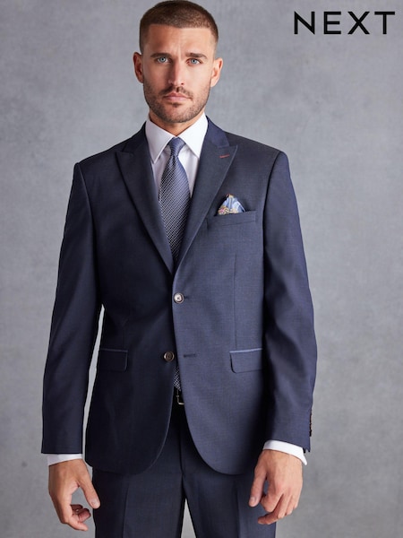 Navy Blue Tailored Signature TG Di Fabio Wool Rich Puppytooth Suit Jacket (206612) | €23