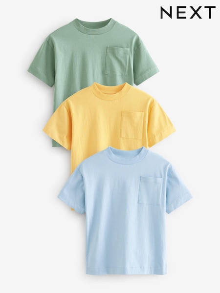 Blue/Yellow Relaxed Fit T-Shirt 3 Pack (3-16yrs) (206935) | AED47 - AED67