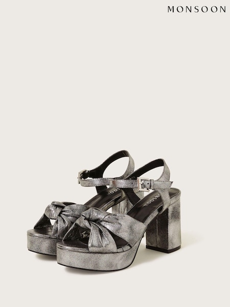 Monsoon Natural Metallic Twist Knot Platform Heels (207255) | AED266