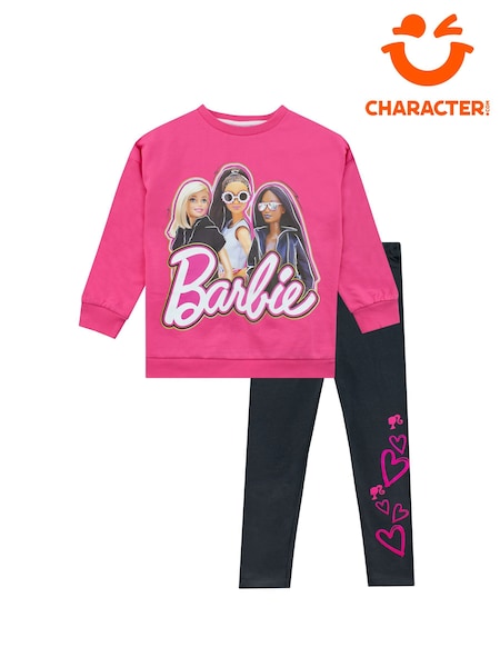 Pink - Character Barbie Sweatshirt And Leggings Set