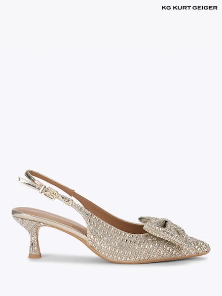 Золотой - Kg Kurt Geiger Tilly Embellished Bow Slingback Heeled Shoes