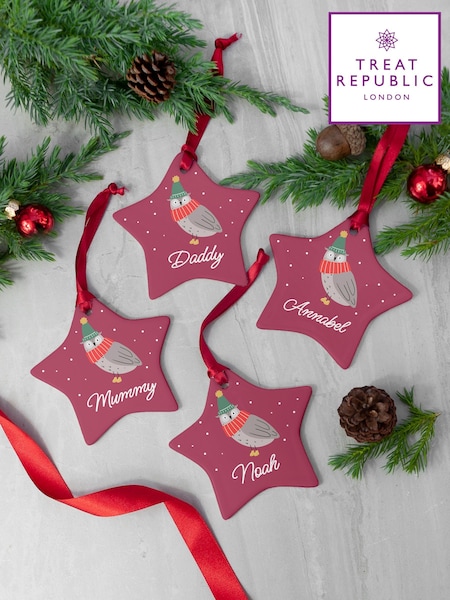 Red - Treat Republic Winter Owl Star Ceramic Decoration