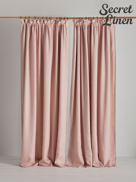 Secret Linen Store Cotton Linen Twill Blackout Pair Of Curtains