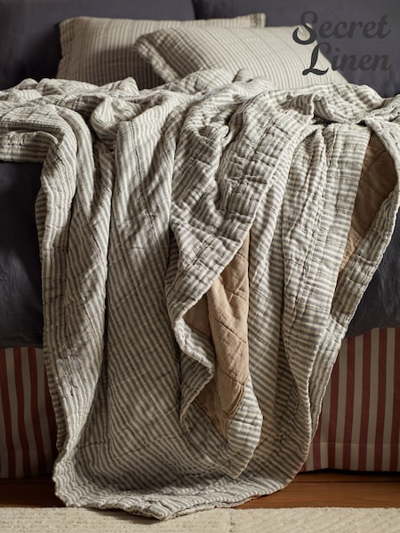 Secret Linen Store Sidney Stripe Quilted Throw
