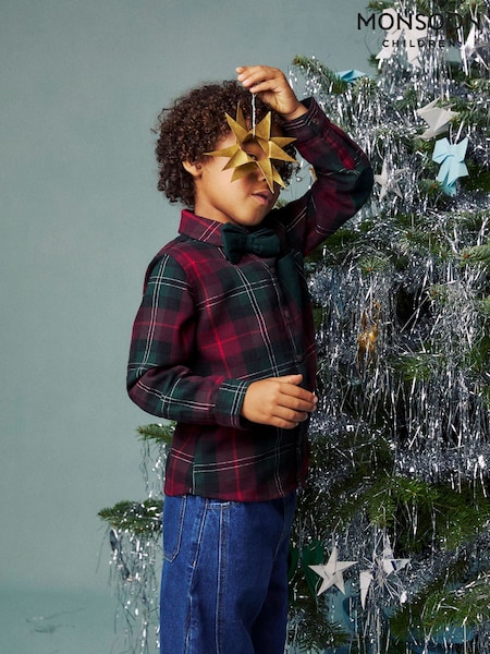 Rød - Monsoon Check Print Cotton Christmas Shirt