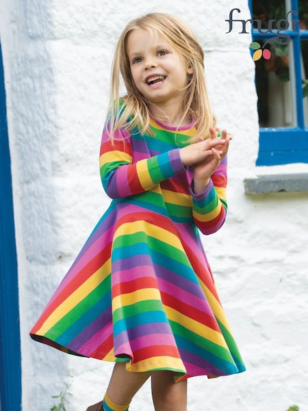 Frugi Pink Organic Cotton Rainbow Full Skirt Skater Dress (209359) | ‏210 ر.س.‏ - ‏223 ر.س.‏