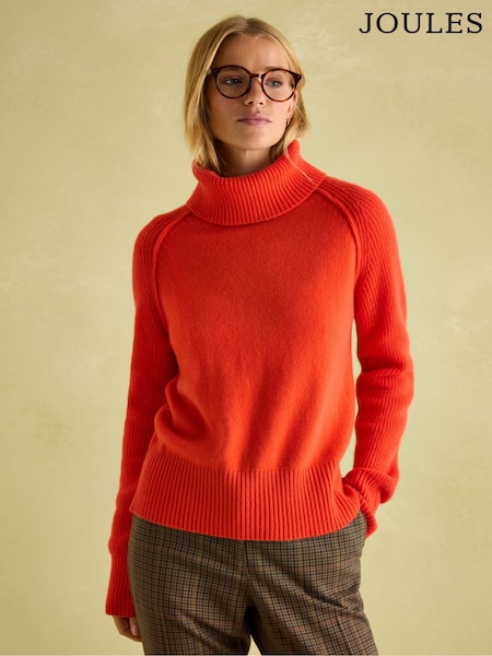 Joules May Orange Merino Wool Jumper with Detachable Roll Neck (209584) | R$ 890