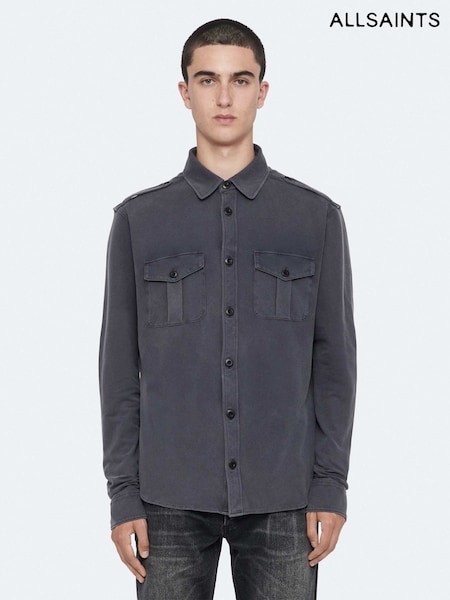 Blue - Regular Allsaints Foley Long Sleeve Shirt