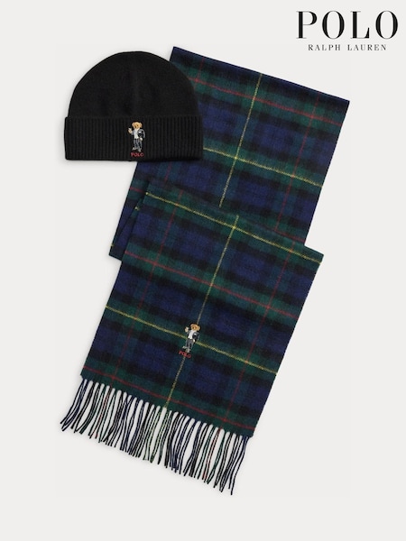 Green - Regular Polo Ralph Lauren Seasonal Bear Hat And Scarf Giftset