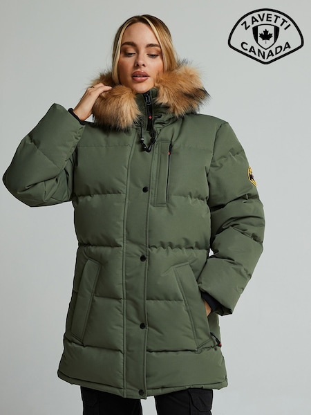 Green - Zavetti Canada Goshawa Puffer Parka Jacket