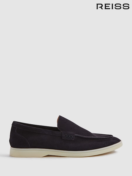 Reiss Navy Kason Suede Slip-On Loafers (209871) | AED1,282