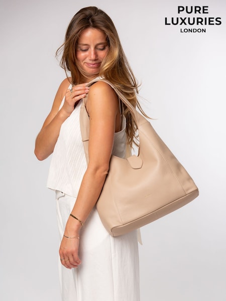 Neutralna boja - Pure Luxuries London 'everly' Leather Shoulder Bag