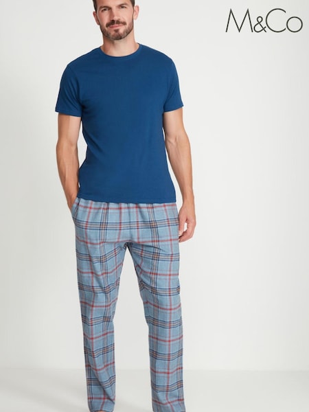 M&Co Grey Check Jersey Pyjama Set (20F352) | €15.50