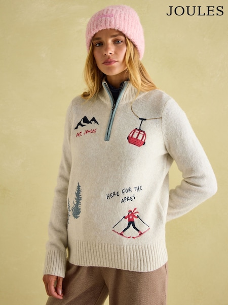 Joules Summit Cream Quarter Zip Ski Jumper (210081) | 396 QAR