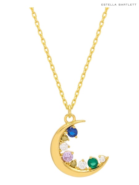 Estella Bartlett Gold Tone Multicolour Cubic Zirconia Moon Necklace (210088) | AED15