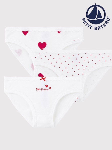 Petit Bateau Heart 100% Cotton White Underwear 3 Pack (210135) | 10 €