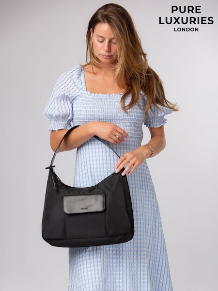 Black - Pure Luxuries London 'mireille' Canvas & Leather Shoulder Bag