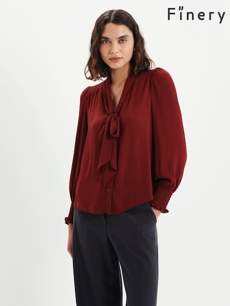 Rojo burdeos - Blusa Finery Mavis con lazo