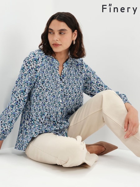 Blue Flower - Finery Martha Shirred Blouse