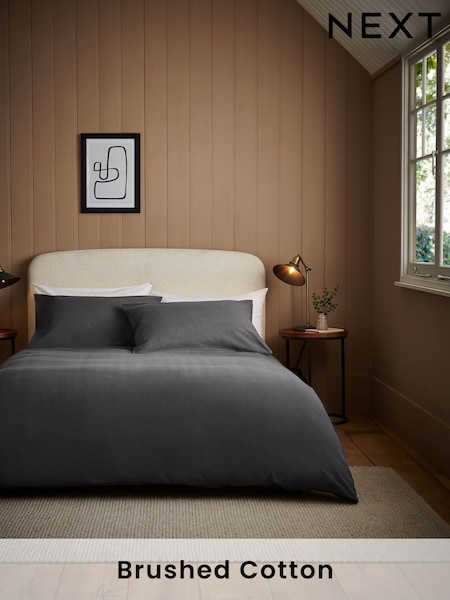 Charcoal Grey Brushed Supersoft 100% Cotton Duvet Cover And Pillowcase Set (210677) | €28 - €61